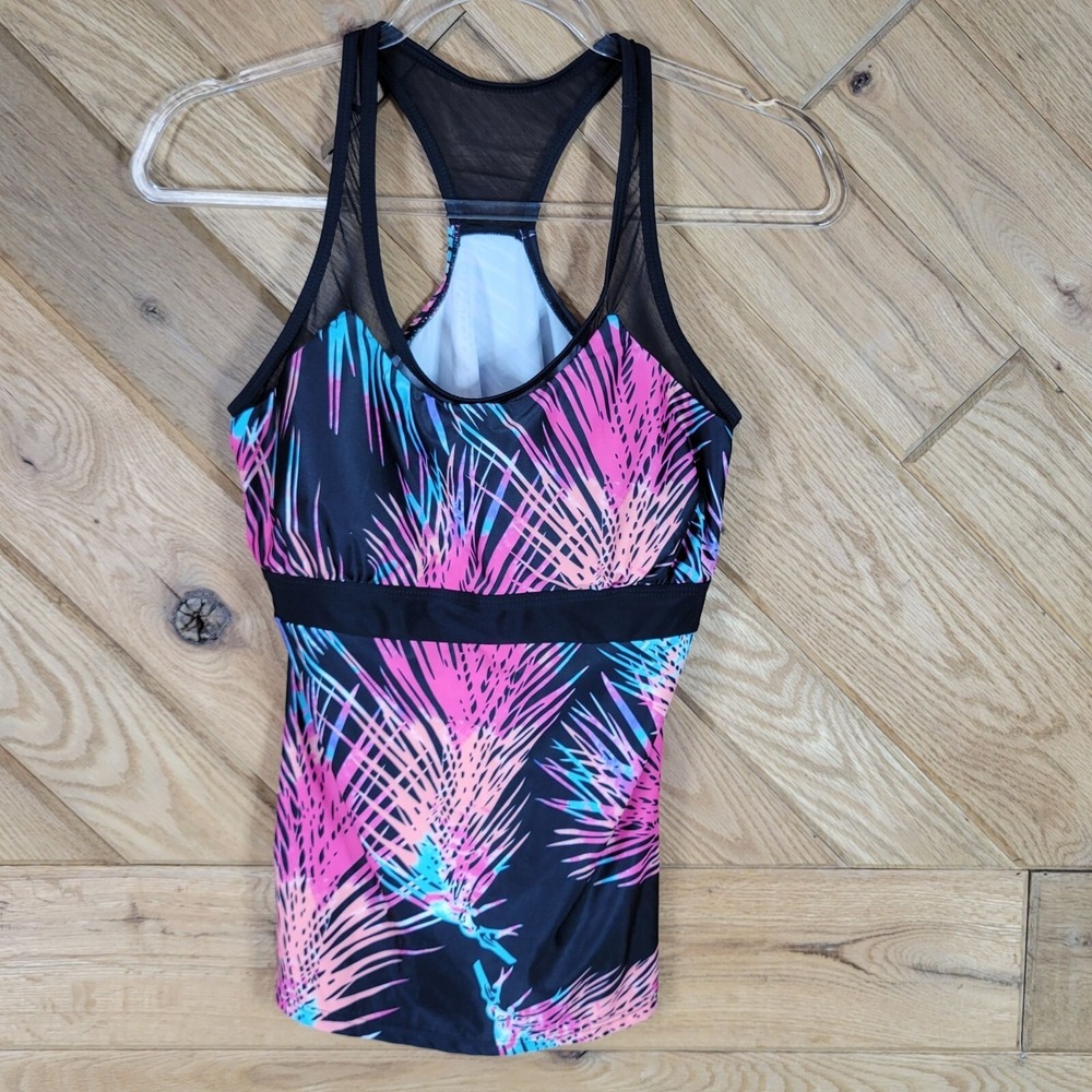 Colorful Racerback Womens Tank Top With Tropical Print Size M Breathable Mesh
